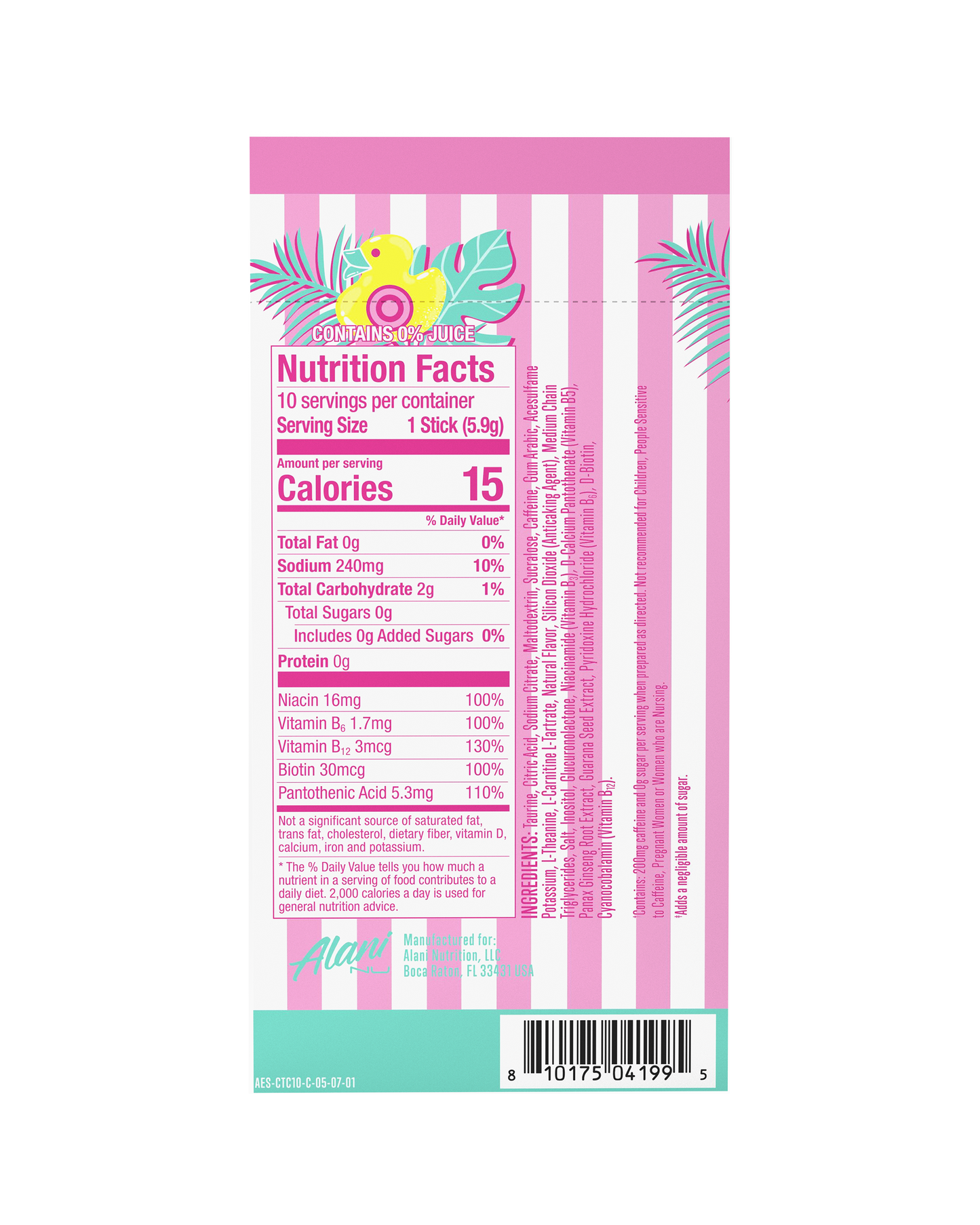 Cotton Candy Energy Drink Mix Sticks - 10 Pack