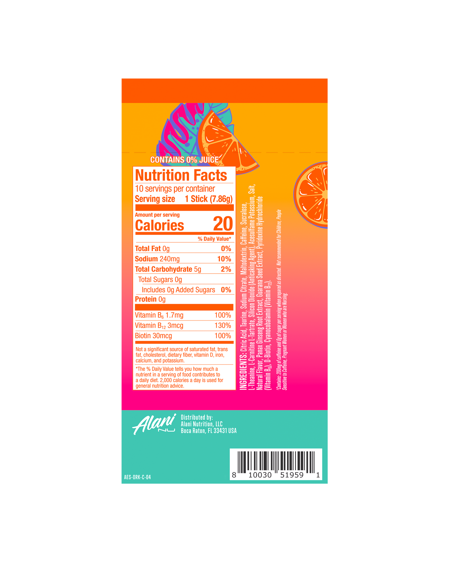 Orange Kiss Energy Drink Sticks – 10 Pack