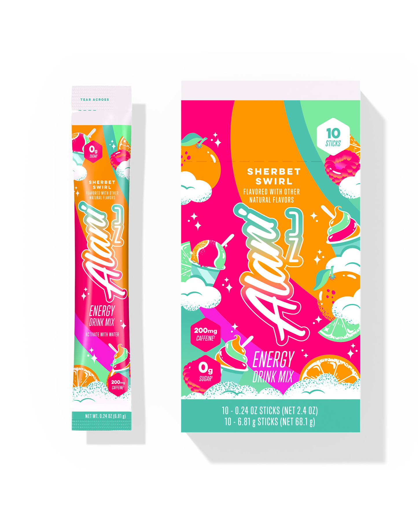 Sherbet Swirl Energy Drink Mix Sticks - 10 Pack