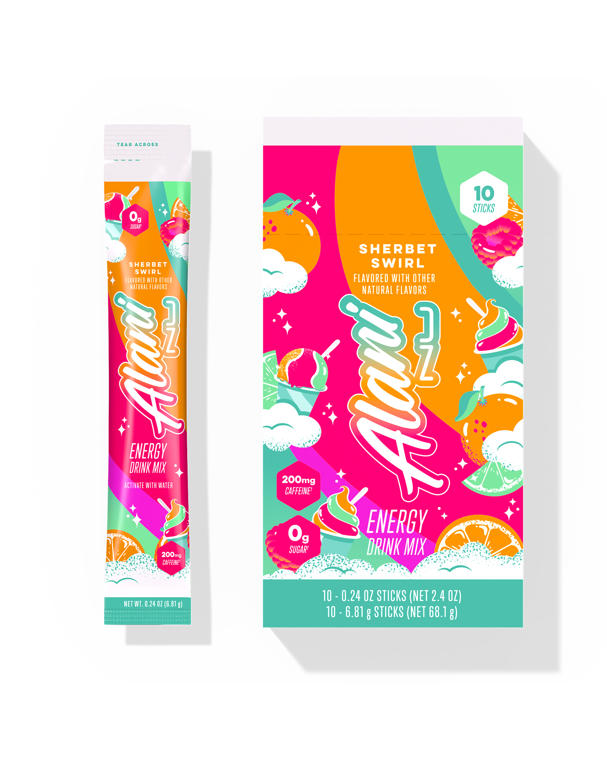 Sherbet Swirl Energy Drink Mix Sticks - 10 Pack