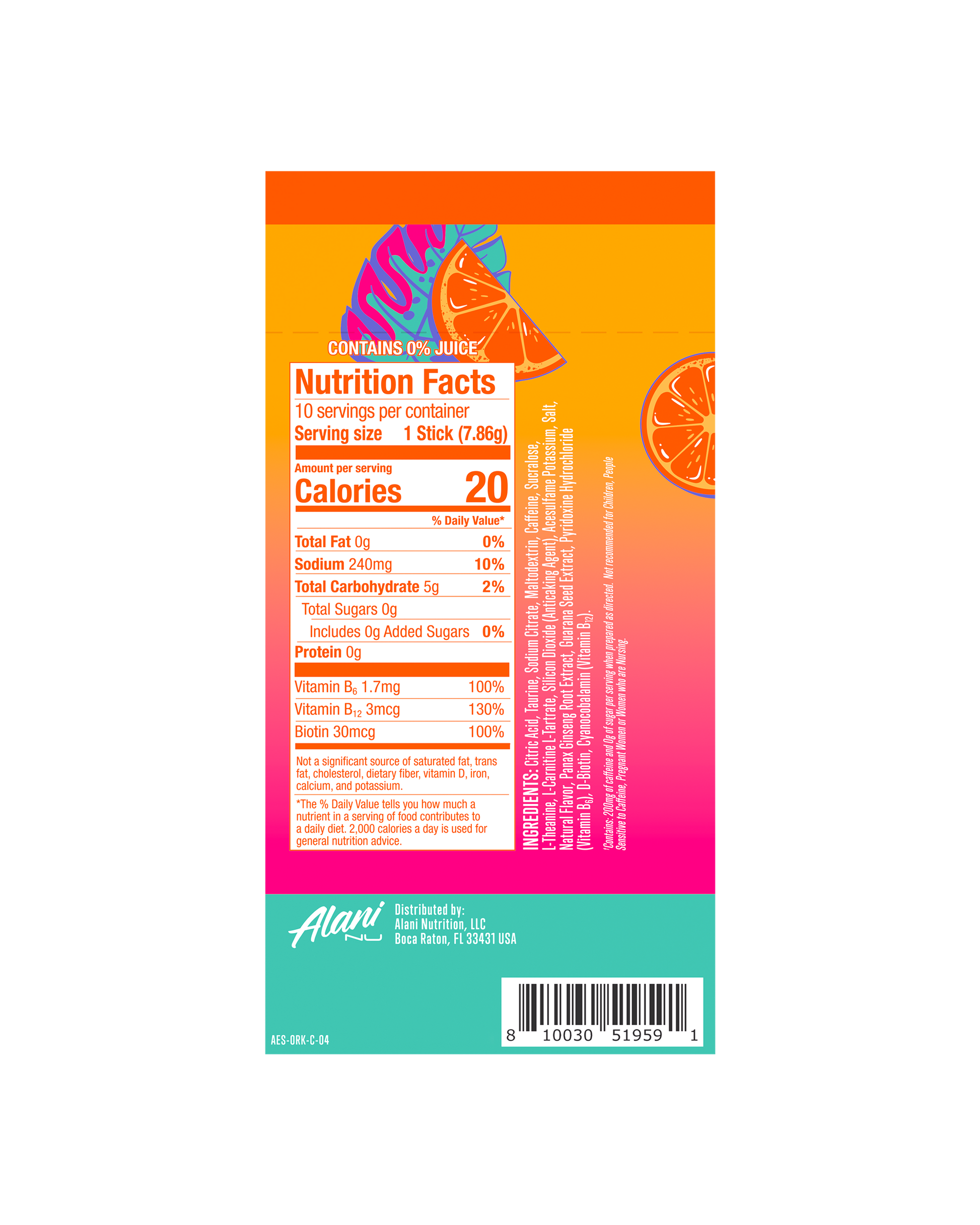 Orange Kiss Energy Drink Sticks – 10 Pack