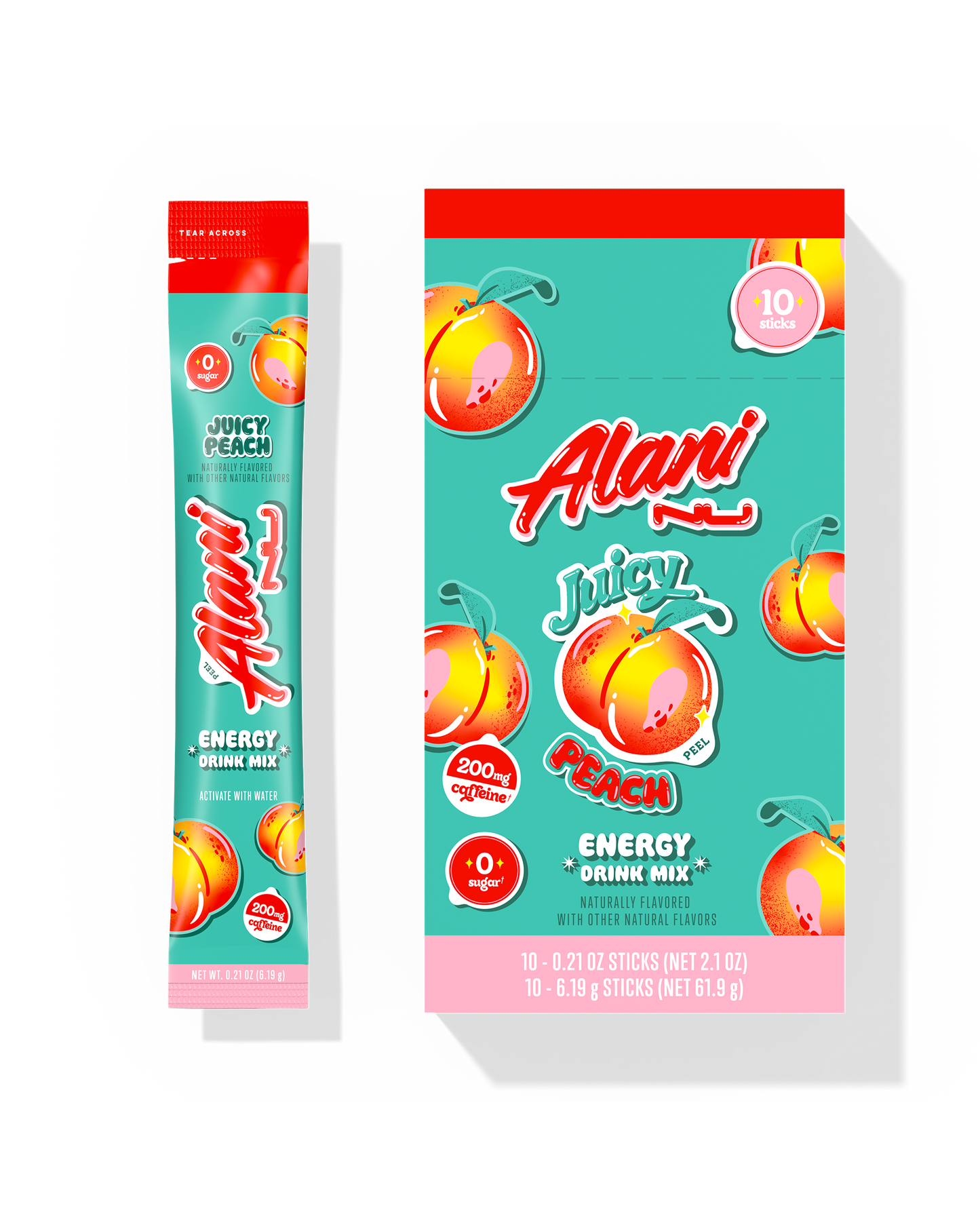 Juicy Peach Powdered Energy Sticks – 10 Pack