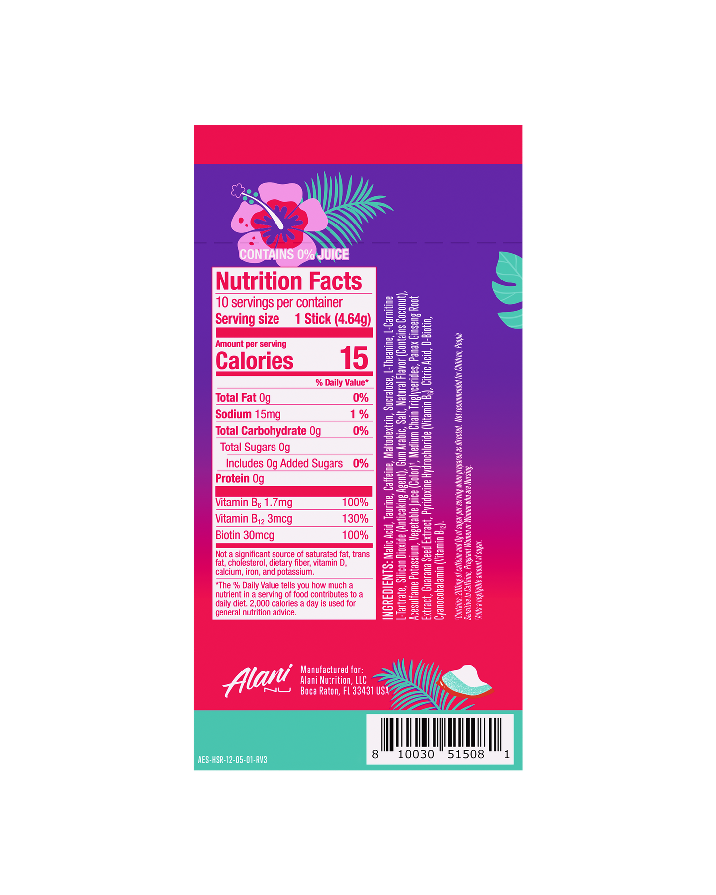 Hawaiian Shaved Ice Energy Sticks - 10 Pack