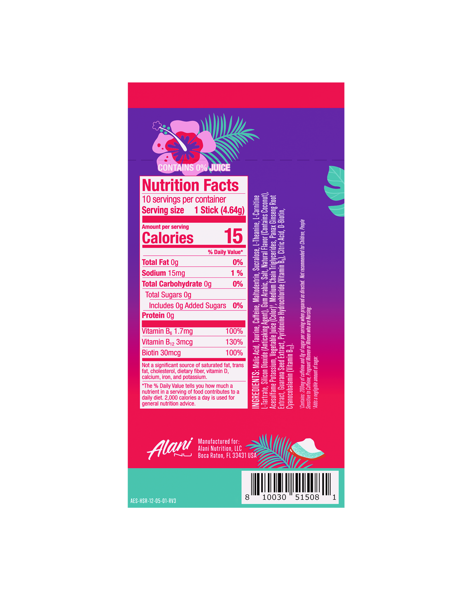Hawaiian Shaved Ice Energy Sticks - 10 Pack
