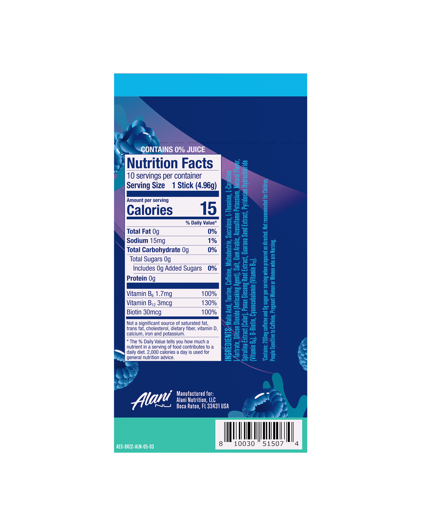 Breezeberry Energy Drink Sticks - 10 Pack