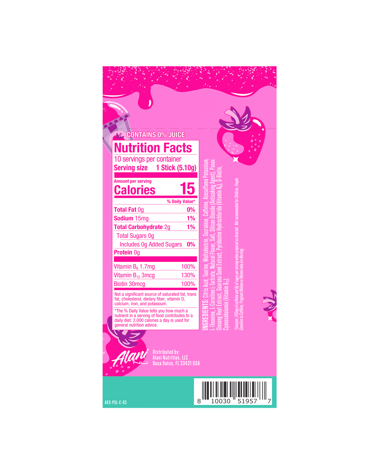 Pink Slush Energy Drink Sticks – 10 Pack