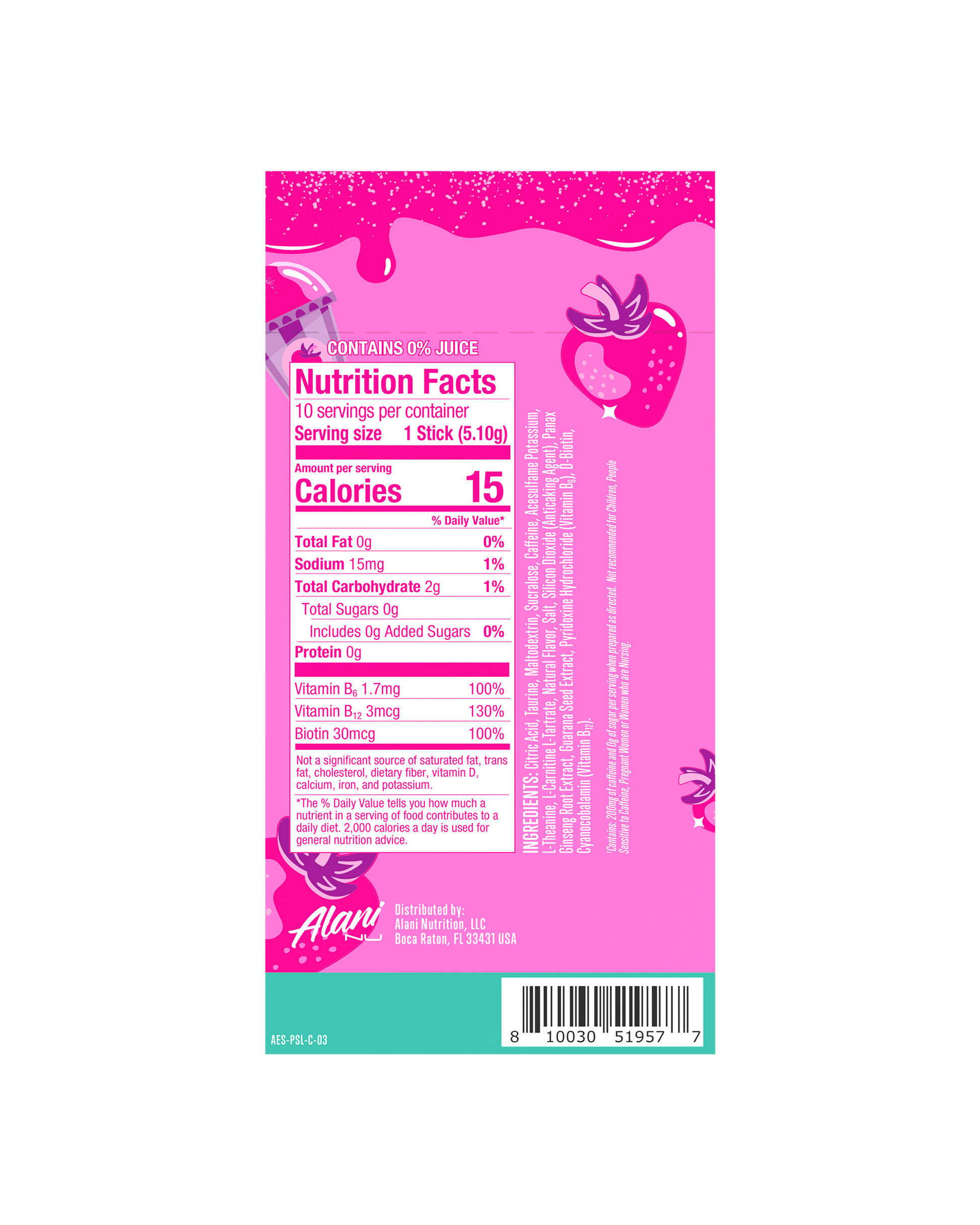 Pink Slush Energy Drink Sticks – 10 Pack