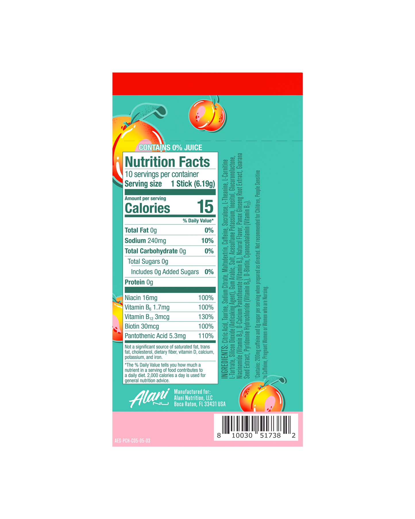 Juicy Peach Powdered Energy Sticks – 10 Pack