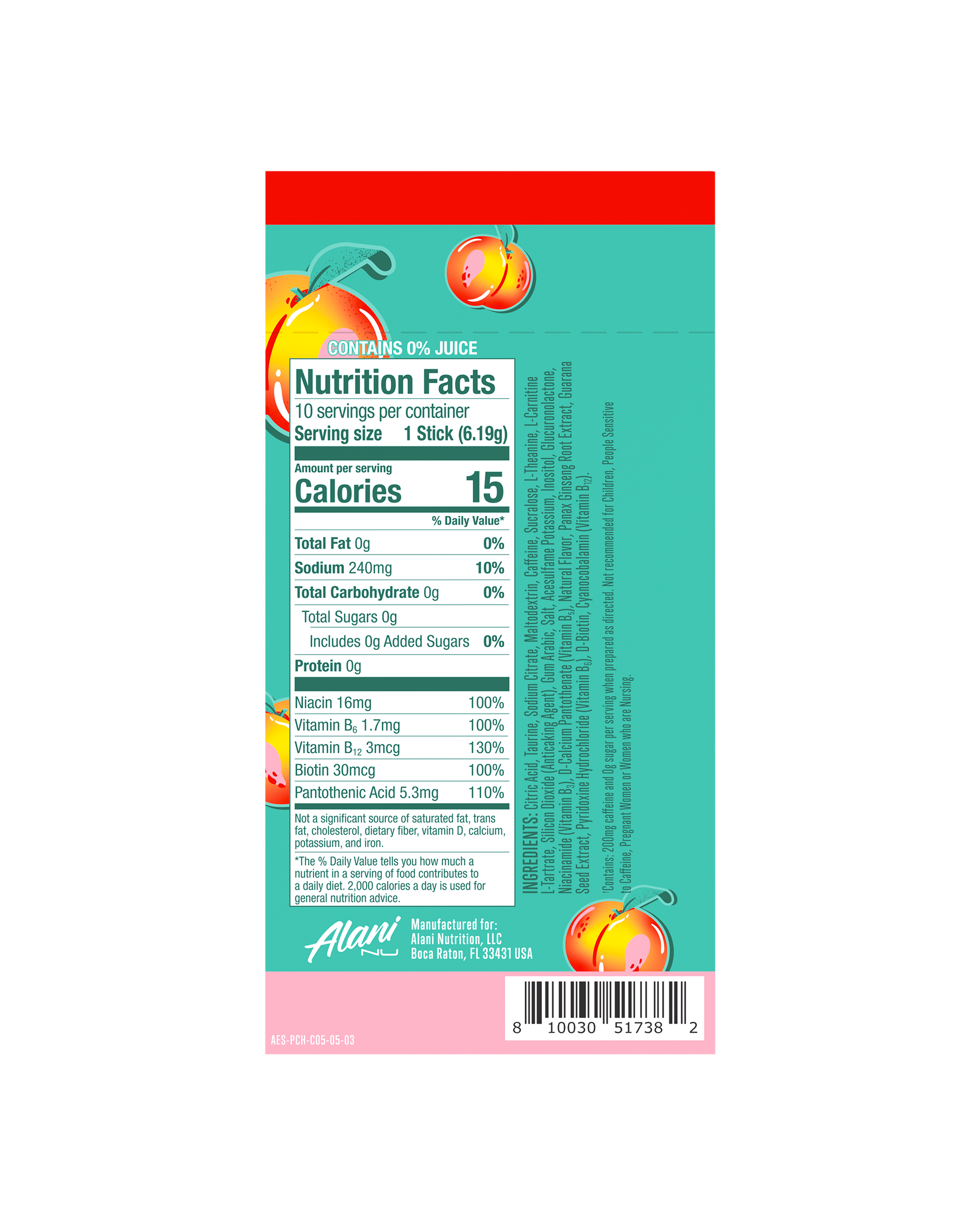 Juicy Peach Powdered Energy Sticks – 10 Pack