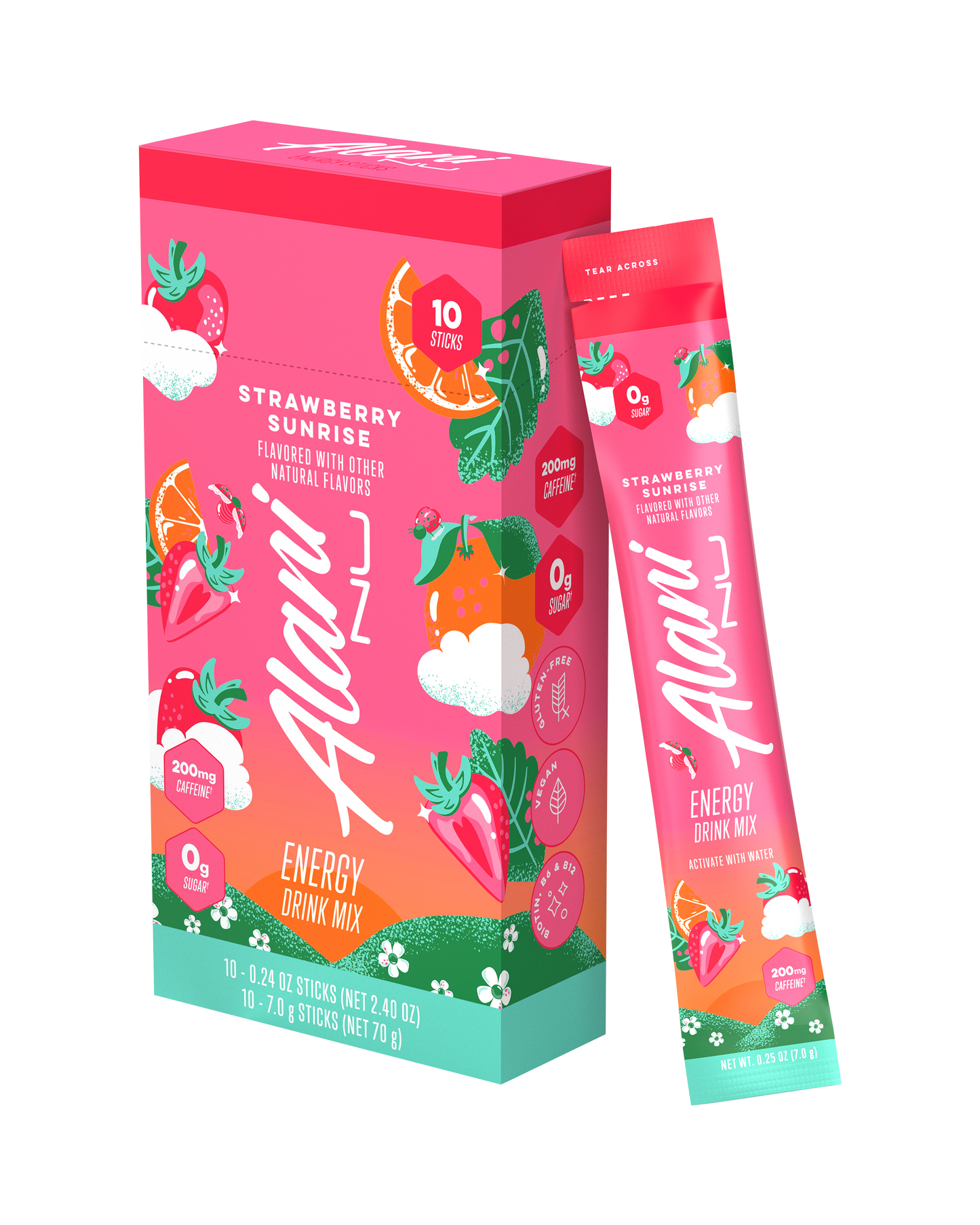 Strawberry Sunrise Energy Drink Mix Sticks - 10 Pack