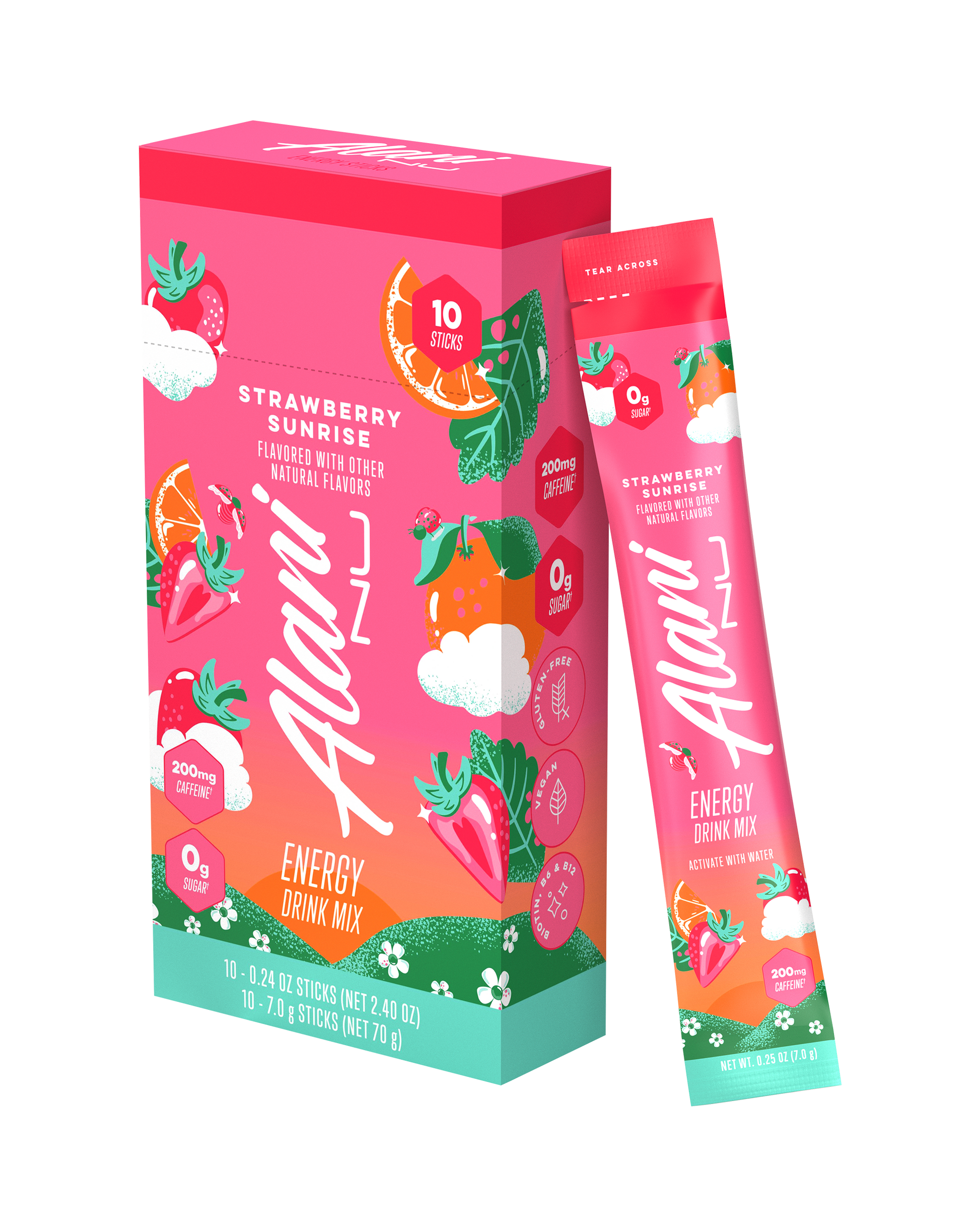 Strawberry Sunrise Energy Drink Mix Sticks - 10 Pack