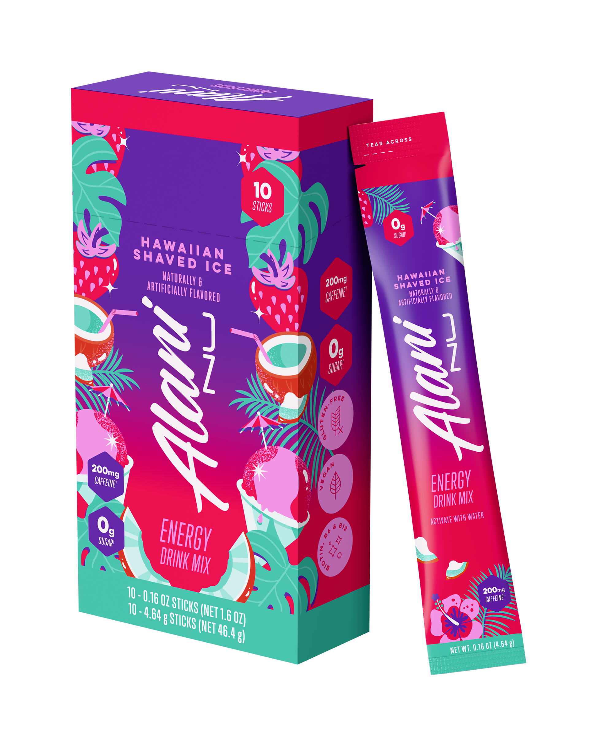 Hawaiian Shaved Ice Energy Sticks - 10 Pack
