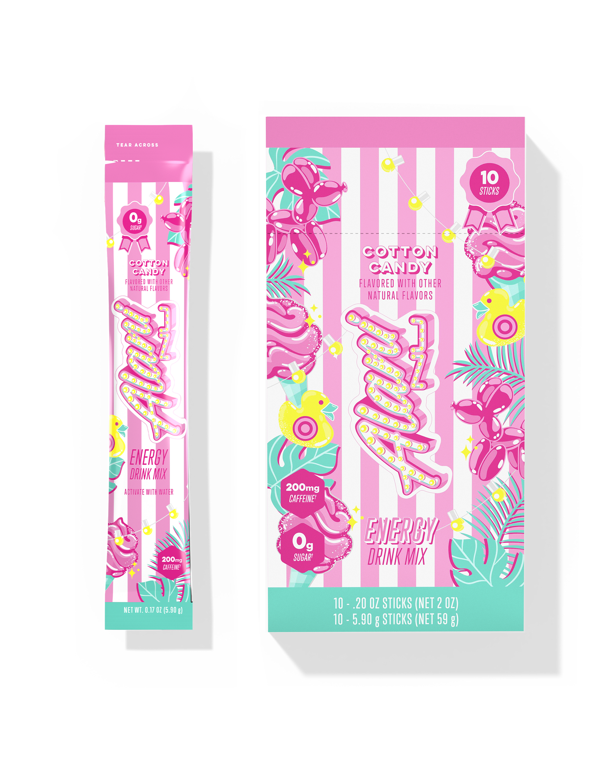 Cotton Candy Energy Drink Mix Sticks - 10 Pack